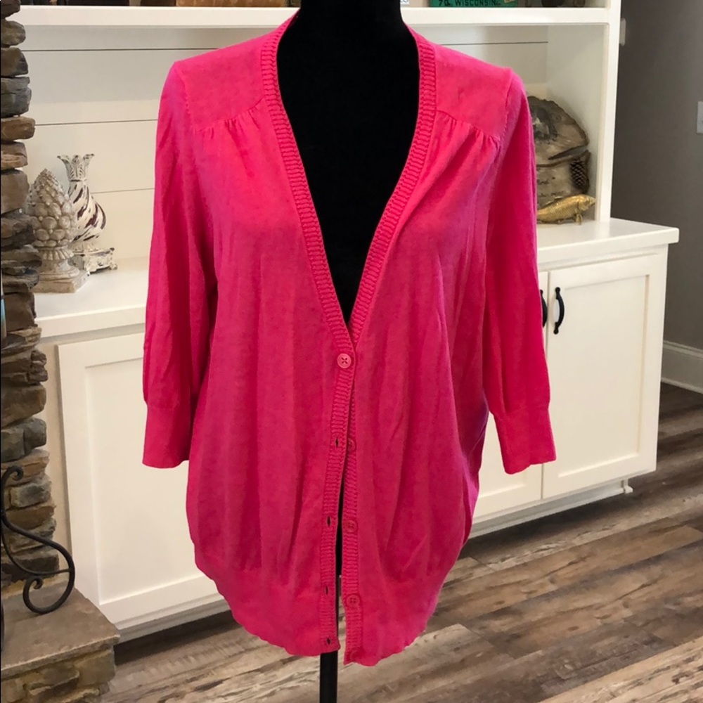 Lane Bryant Fuschis Pink Button Up Cardigan 18/20